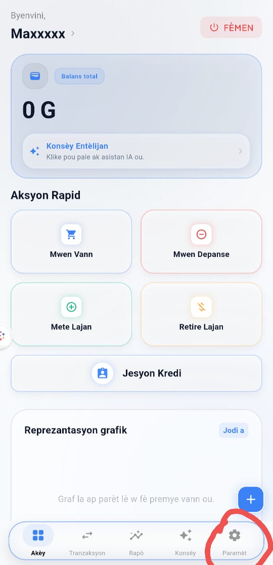 Etap 1 - Meni Paramèt